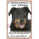 Beauceron noir et feu, plaque portail verticale "Attention au Chien, entrez pas sans autorisation" Berger Beauce SEO sans calque
