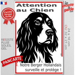 Plaque verticale "Attention au Chien, notre Setter Gordon surveille et protège" 2 tailles D