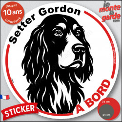 Disque autocollant voiture "Setter Gordon à Bord" noir et blanc 2 tailles D