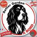 Disque autocollant voiture "Setter Gordon à Bord" noir et blanc 2 tailles D