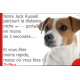 Jack Russell Terrier fauve, plaque humour "parcourt distance Niche-Portail moins de 3 secondes" photo SEO sans calque