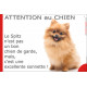 Plaque portail humour "Attention au Chien, notre Spitz Loulou fauve orange est une excellente sonnette" photo SEO sans calque