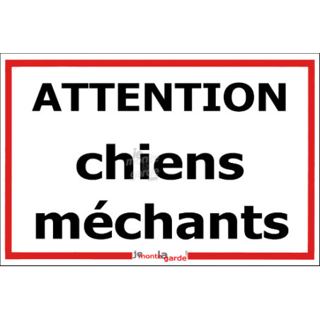 "Attention ChienS MéchantS", Plaque de Portail avec Liseré Rouge au pluriel, résiste intempéries SEo sans calque