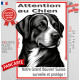 Plaque portail verticale "Attention au Chien, notre Grand Bouvier Suisse surveille et protège" dessin stylisé