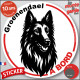 Berger Belge Groenendael, sticker autocollant rond "Chien à Bord" disque adhésif vitre voiture résiste intempéries