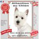 Westie, plaque portail verticale "Attention au Chien, entrez pas sans autorisation" photo résiste intempéries