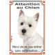 Westie, plaque portail verticale "Attention au Chien, entrez pas sans autorisation" photo SEO sans calque