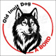 Old Inuit Dog du Nord, sticker autocollant rond "Chien à Bord" disque adhésif vitre voiture SEO sans calque
