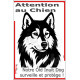Plaque portail verticale "Attention au Chien, notre Old Inuit Dog surveille et protège" dessin stylisé, SEO sans calque