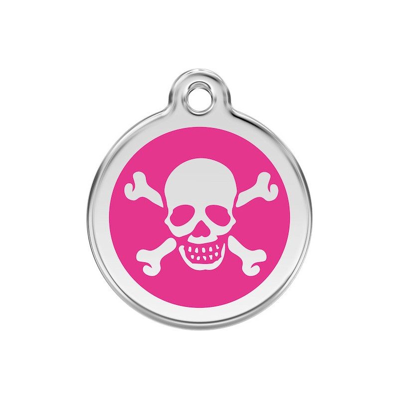 Médailles Identité Drapeau Pirate Rose Fuschia Chien et Chat Médailles Identité Drapeau Pirate Rose Fuschia Chien et Chat