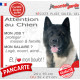 Akita Américain, plaque humour "Attention au Chien, j'aime mon job, protéger Maison famille. Salaire, logé nourrit aimé"