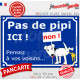 Plaque humour bleue "pas de pipi ICI", pancarte interdit chien uriner, panneau besoins, résiste intempéries