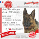 Berger Allemand poils courts, plaque humour "Attention au Chien, j'aime mon job, protéger Maison famille. Salaire, logé nourrit 