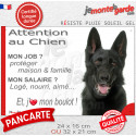 Berger Allemand noir, plaque extérieure humour "Attention au Chien, j'aime mon boulot" 2 tailles JOB D