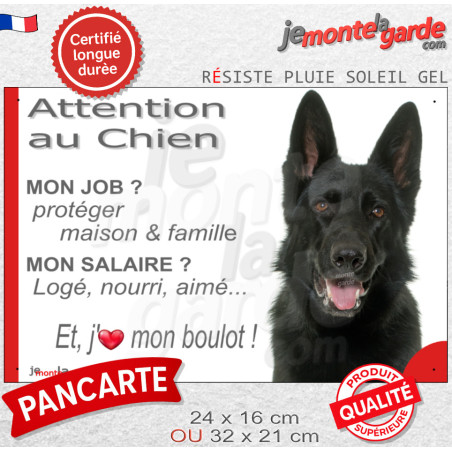 Berger Allemand noir à poils courts, plaque portail humour "Attention au Chien, j'aime mon boulot" 2 tailles JOB D Berger Allemand noir à poils courts, plaque portail humour "Attention au Chien, j'aime mon boulot" 2 tailles JOB D