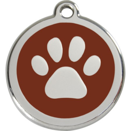 Médailles Identité Marron Chocolat Coup de Patte Chien et Chat (gravée avec anneau)