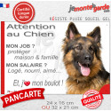 Berger Allemand, plaque extérieure humour "Attention au Chien, j'aime mon boulot" 2 tailles JOB D