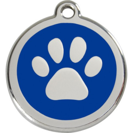 Médailles Identité Bleu Marine Coup de Patte Chien et Chat (gravée avec anneau)