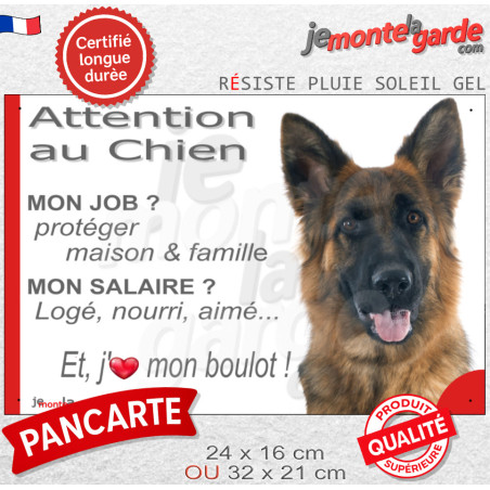 Berger Allemand poil long, plaque humour "Attention au Chien, j'aime mon boulot, protéger maison et famille" 2 tailles JOB D Berger Allemand poil long, plaque humour "Attention au Chien, j'aime mon boulot, protéger maison et famille" 2 tailles JOB D