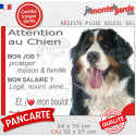 Bouvier Bernois, plaque extérieure humour "Attention au Chien, j'aime mon boulot" 2 tailles JOB D