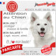 Berger Blanc Suisse, plaque extérieure humour "Attention au Chien, j'aime mon job, protéger Maison famille. Salaire, logé nourri