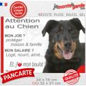 Beauceron noir et feu, plaque extérieure humour "Attention au Chien, j'aime mon boulot" 2 tailles JOB D