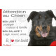 Plaque Attention au Chien humour Beauceron noir et feu – mon job ? protéger maison & famille – j’aime mon job logé nourri aimé…