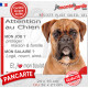 Plaque Attention au Chien humour Boxer fauve – mon job ? protéger maison & famille – j’aime mon job logé nourri aimé…