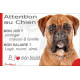 Plaque Attention au Chien humour Boxer fauve – mon job ? protéger maison & famille – j’aime mon job logé nourri aimé…