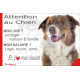 Plaque Attention au Chien humour Berger Australien tricolore rouge – mon job ? protéger maison & famille – j’aime mon job logé