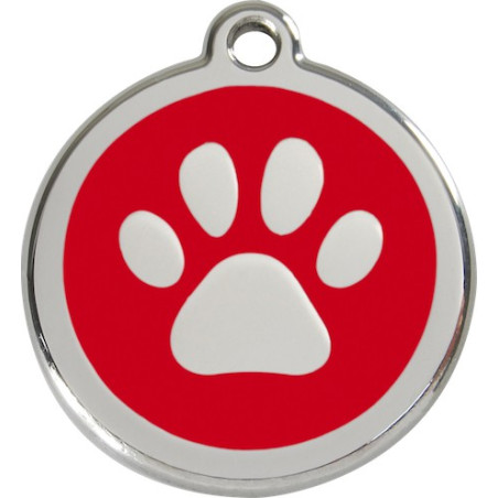 Médailles Identité Rouge Coup de Patte Chien et Chat (gravée avec anneau)