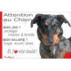 Beauceron arlequin, plaque Attention au Chien humour – mon job ? protéger maison & famille – j’aime mon job logé nourri aimé…