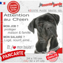 Cane Corso noir, plaque extérieure humour "Attention au Chien, j'aime mon boulot" 2 tailles JOB D