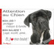 Cane Corso noir, plaque Attention au Chien humour – mon job ? protéger maison & famille – j’aime mon job logé nourri aimé…