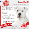 Dogue Argentin, plaque extérieure humour "Attention au Chien, j'aime mon boulot" 2 tailles JOB D