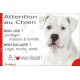 Dogue Argentin, plaque Attention au Chien humour – mon job ? protéger maison & famille – j’aime mon job logé nourri aimé…
