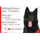 Berger Belge Groenendael, plaque Attention au Chien humour – mon job ? protéger maison & famille – j’aime mon job logé nourri