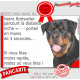 Plaque portail humour "Notre Rottweiler parcourt la distance Niche-Portail moins 3 secondes" Photo résiste intempéries