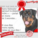 Rottweiler, plaque humour "parcourt distance Niche-Portail 3 secondes" 2 tailles 3SEC D