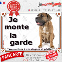 Cane Corso fauve, plaque portail "Je Monte la Garde, risques périls" 3 tailles LUX D