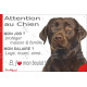 Labrador Chocolat, plaque Attention au Chien humour – mon job ? protéger maison & famille – j’aime mon job logé nourri aimé…
