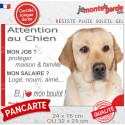 Labrador Sable, plaque extérieure humour "Attention au Chien, j'aime mon boulot" 2 tailles JOB D