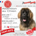 Leonberg, plaque extérieure humour "Attention au Chien, j'aime mon boulot" 2 tailles JOB D