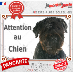 Bouvier des Flandres, plaque portail extérieure "Attention au Chien" photo résiste intempéries