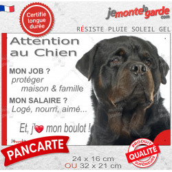 Rottweiler, plaque extérieure humour "Attention au Chien, j'aime mon boulot" 2 tailles JOB D