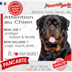 Rottweiler XL, plaque Attention au Chien humour – mon job ? protéger maison & famille – j’aime mon job logé nourri aimé… Rott