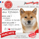 Shiba Inu fauve, plaque Attention au Chien humour – mon job ? protéger maison & famille – j’aime mon job logé nourri aimé…
