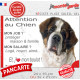 Saint-Bernard, plaque Attention au Chien humour – mon job ? protéger maison & famille – j’aime mon job logé nourri aimé…