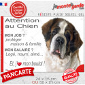 Saint-Bernard, plaque extérieure humour "Attention au Chien, j'aime mon boulot" 2 tailles JOB D
