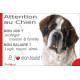 Saint-Bernard, plaque Attention au Chien humour – mon job ? protéger maison & famille – j’aime mon job logé nourri aimé…
